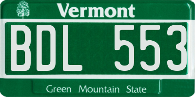 VT license plate BDL553