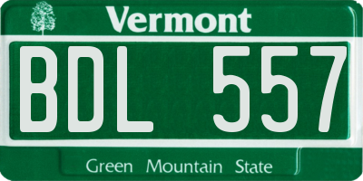VT license plate BDL557