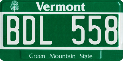 VT license plate BDL558
