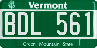 VT license plate BDL561