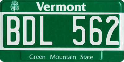 VT license plate BDL562