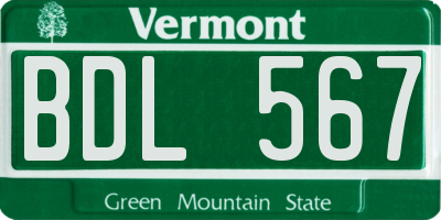 VT license plate BDL567