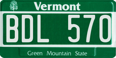 VT license plate BDL570