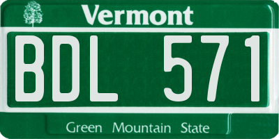 VT license plate BDL571