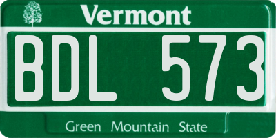 VT license plate BDL573