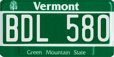 VT license plate BDL580