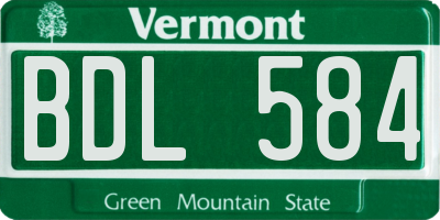 VT license plate BDL584