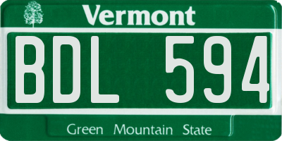 VT license plate BDL594