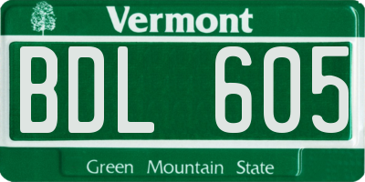 VT license plate BDL605