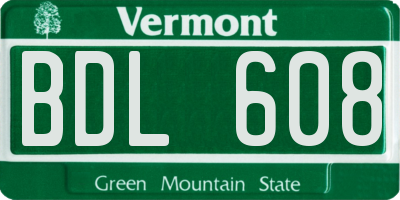 VT license plate BDL608