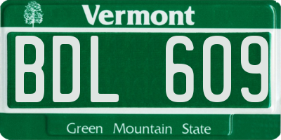 VT license plate BDL609