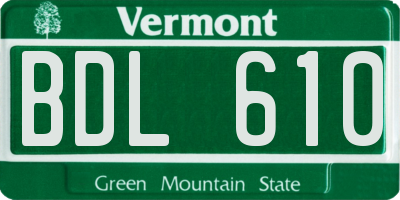 VT license plate BDL610