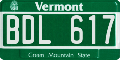 VT license plate BDL617