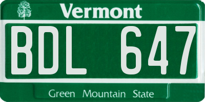 VT license plate BDL647