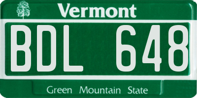 VT license plate BDL648