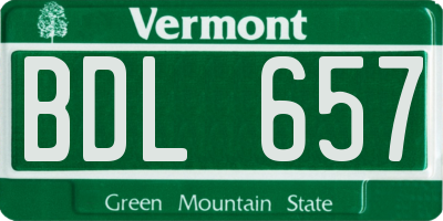 VT license plate BDL657