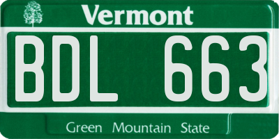 VT license plate BDL663