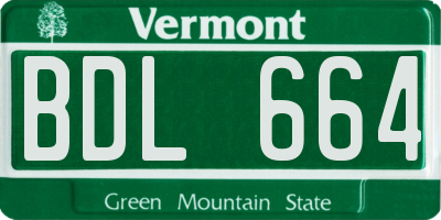 VT license plate BDL664