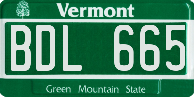 VT license plate BDL665