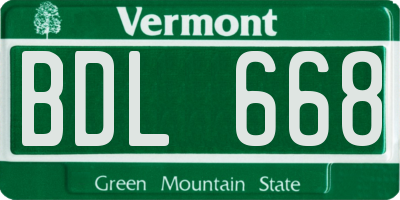 VT license plate BDL668