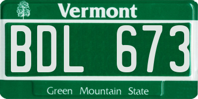 VT license plate BDL673
