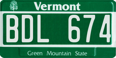 VT license plate BDL674