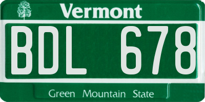VT license plate BDL678