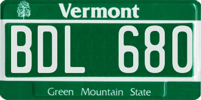 VT license plate BDL680