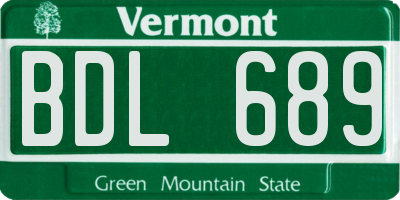 VT license plate BDL689