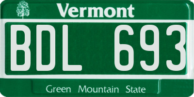 VT license plate BDL693