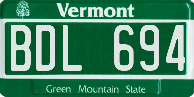VT license plate BDL694