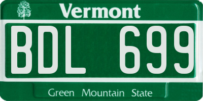 VT license plate BDL699