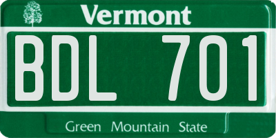 VT license plate BDL701