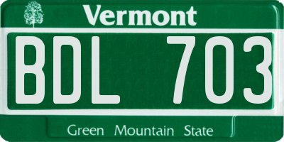 VT license plate BDL703