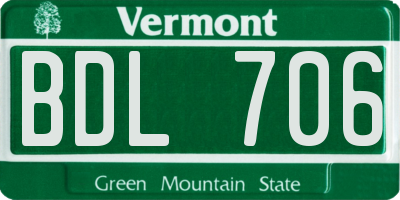 VT license plate BDL706