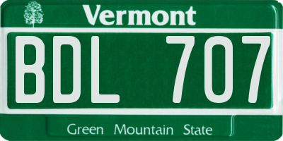 VT license plate BDL707