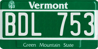 VT license plate BDL753
