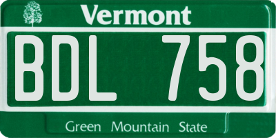 VT license plate BDL758