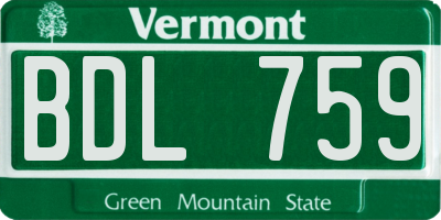 VT license plate BDL759