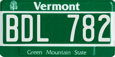 VT license plate BDL782