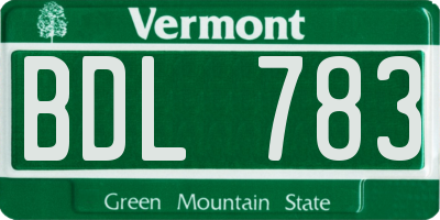 VT license plate BDL783