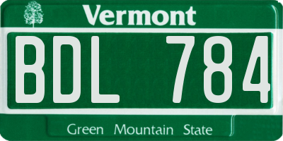 VT license plate BDL784