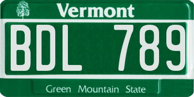 VT license plate BDL789