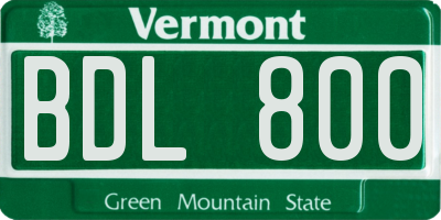 VT license plate BDL800