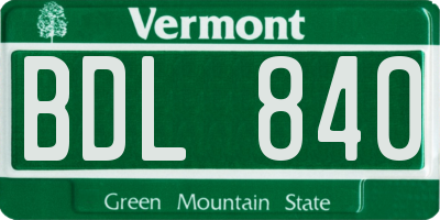 VT license plate BDL840