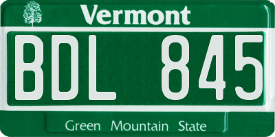 VT license plate BDL845