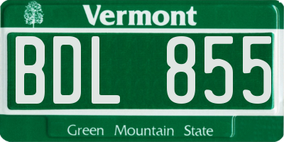VT license plate BDL855