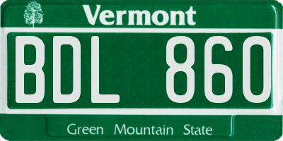 VT license plate BDL860
