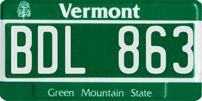 VT license plate BDL863