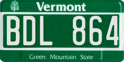 VT license plate BDL864